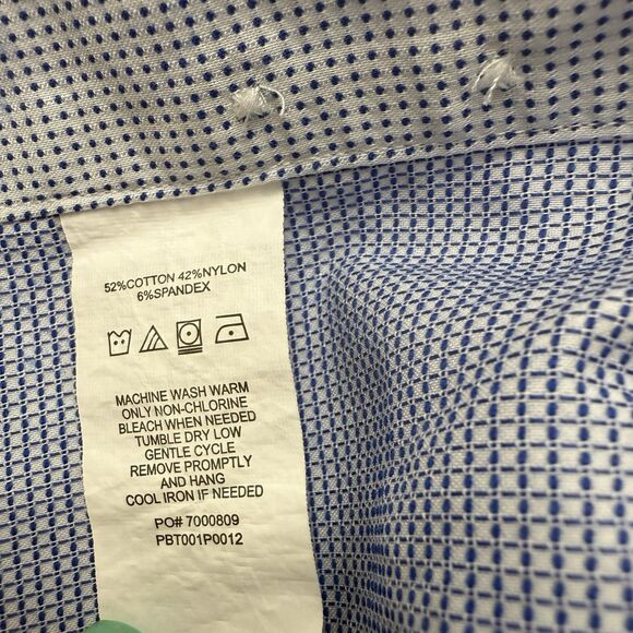 Psycho Bunny Blue White Checkered Print Long Sleeve Mens Size 16.5 x 32/33 - Picture 14 of 15